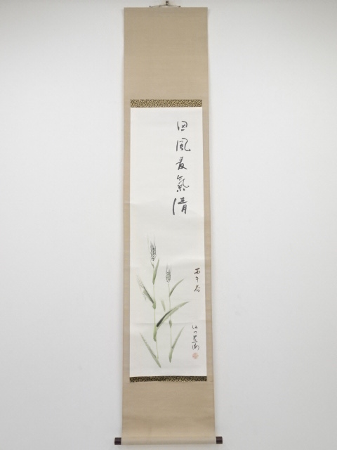 JAPANESE HANGING SCROLL / HAND PAINTED / WHEAT / ARTISTS WORK